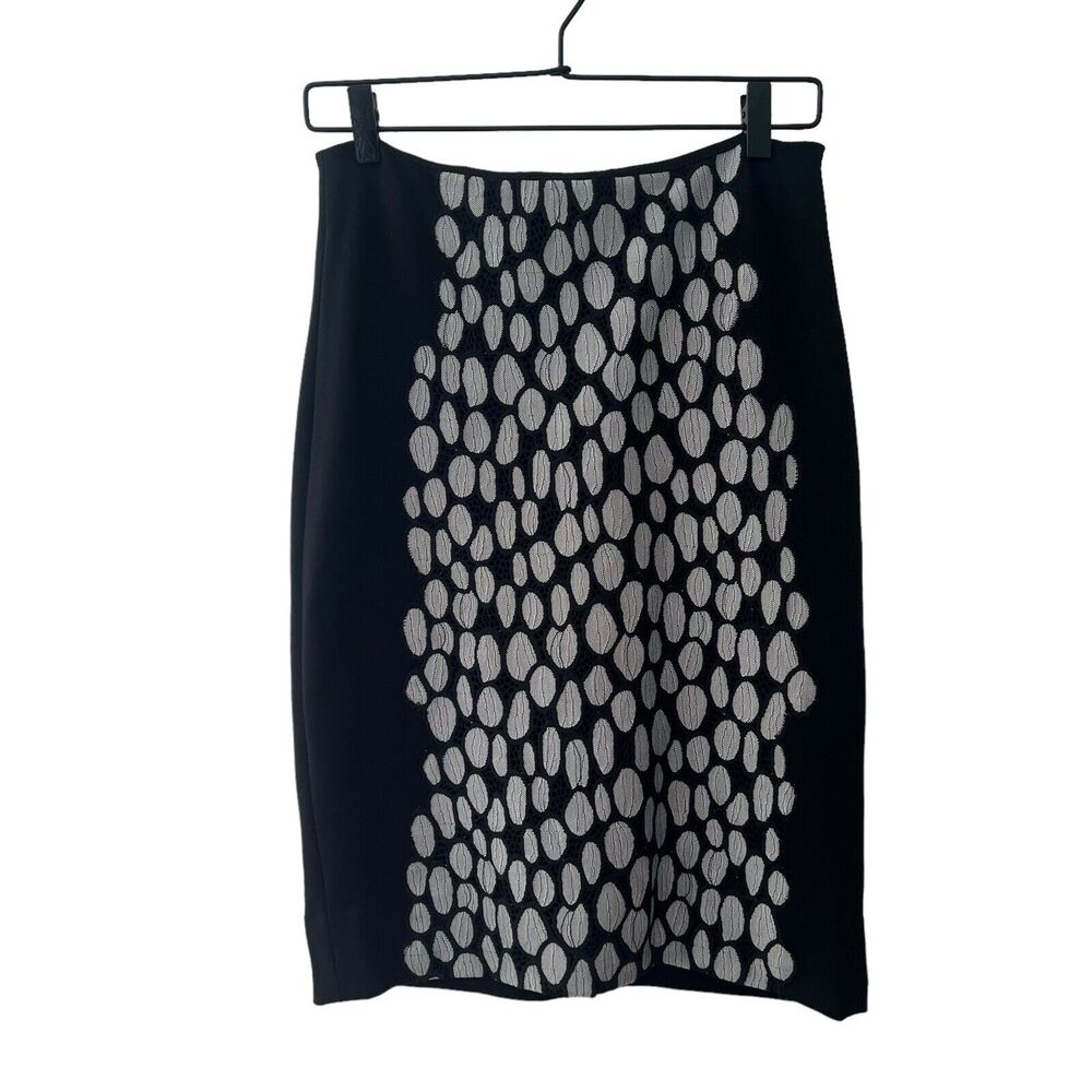 Diane von Furstenburg Black &‎ Gray Patterned Pencil Skirt Sz 8